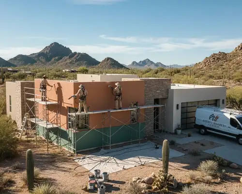 Exterior painting for desert homes in Albuquerque, NM by professional painters